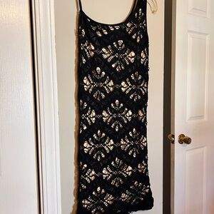 bebe Black Crochet Mini Dress